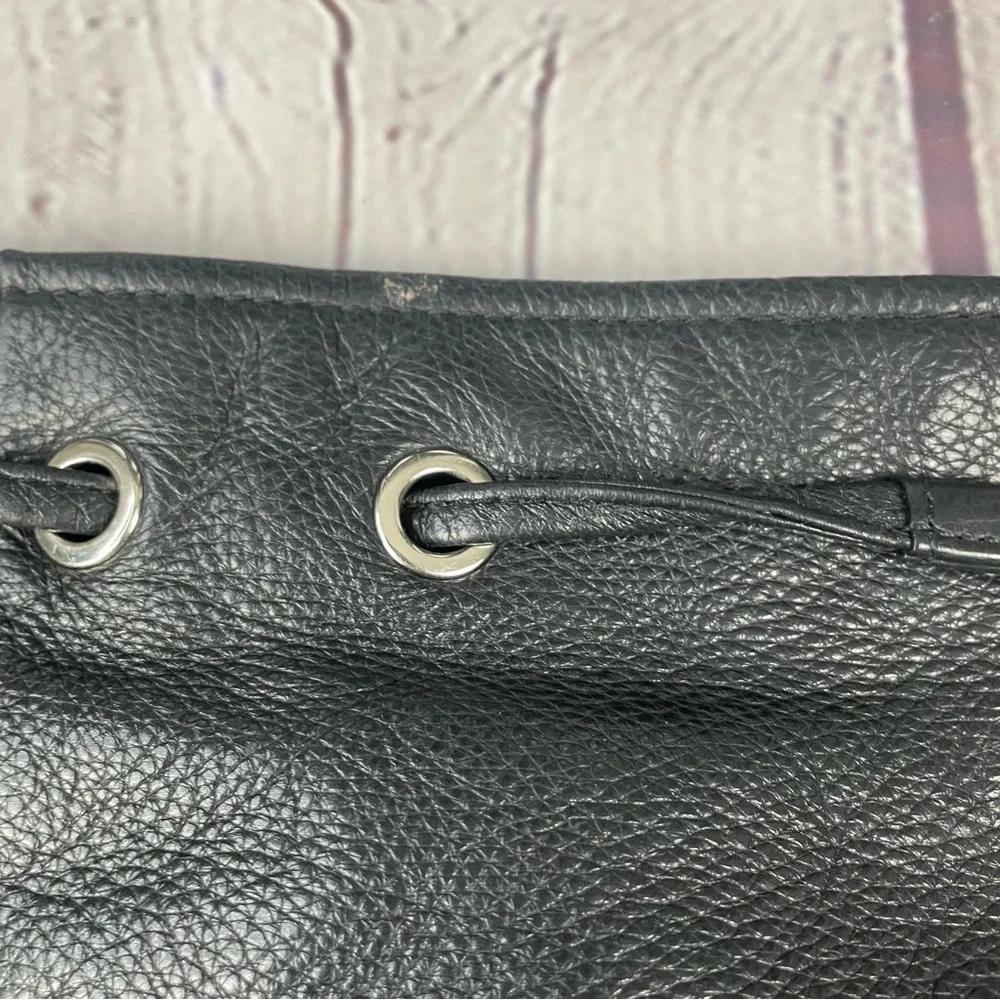 Coach Avery Pebbled Leather Hobo Bag Bucket Drawstring Black Teal Silver - Picture 8 of 16